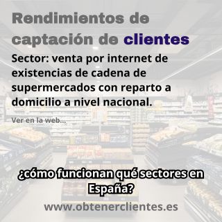 Rendimientos de captación de clientes para ventas de reparto a domicilio a través de la web de un supermercado.