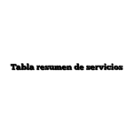 Tabla resumen de servicios